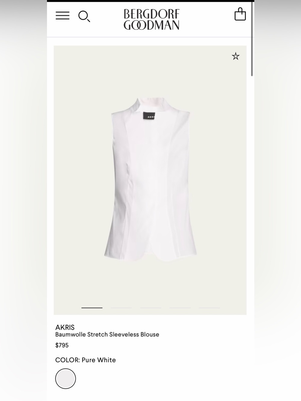 Akris Baumwolle Stretch Sleeveless Blouse